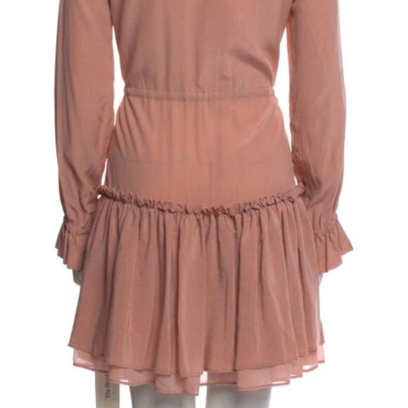 NWT AllSaints Alia Ruffle Silk Nude Pink Neutrals Mini Dress M $248 - Picture 8 of 8